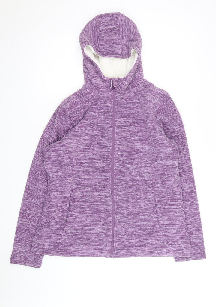 Mountain Warehouse Women Purple Full Zip Hooded Fleece Jacket Size 18