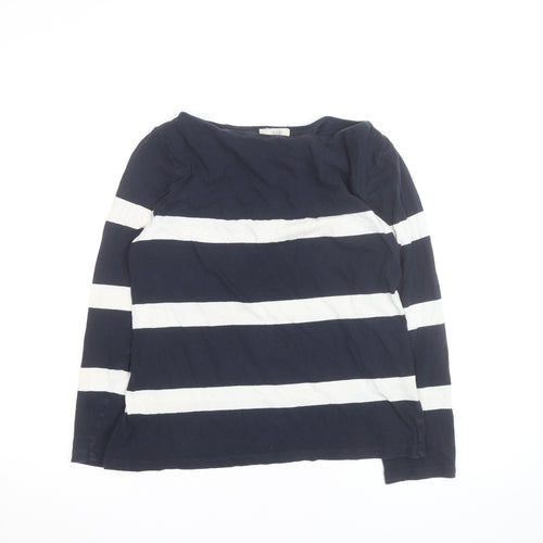 Hobbs Women’s Blue White Striped Cotton Long Sleeve Top L