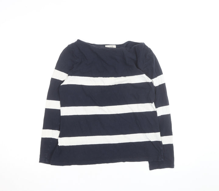 Hobbs Women’s Blue White Striped Cotton Long Sleeve Top L