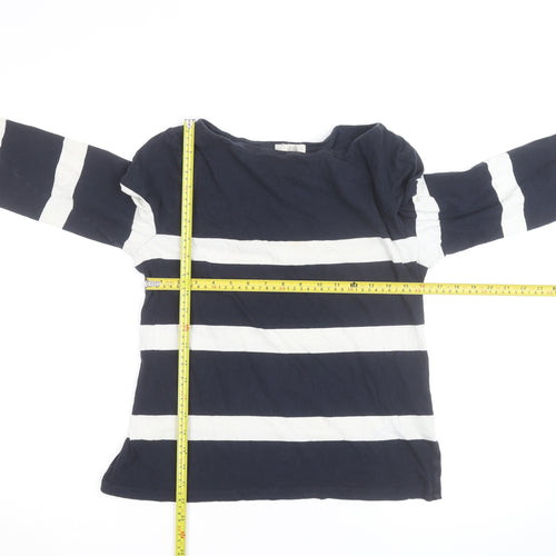 Hobbs Women’s Blue White Striped Cotton Long Sleeve Top L