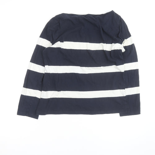 Hobbs Women’s Blue White Striped Cotton Long Sleeve Top L