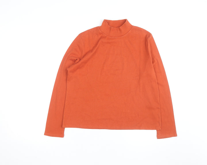TIGI Women Orange Roll Neck Long Sleeve Cotton Jersey Top Size 14