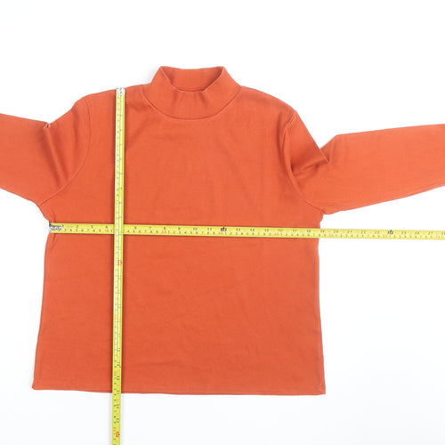TIGI Women Orange Roll Neck Long Sleeve Cotton Jersey Top Size 14