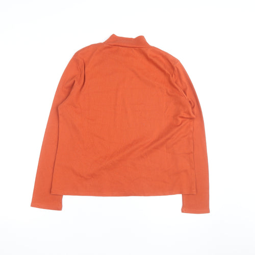 TIGI Women Orange Roll Neck Long Sleeve Cotton Jersey Top Size 14