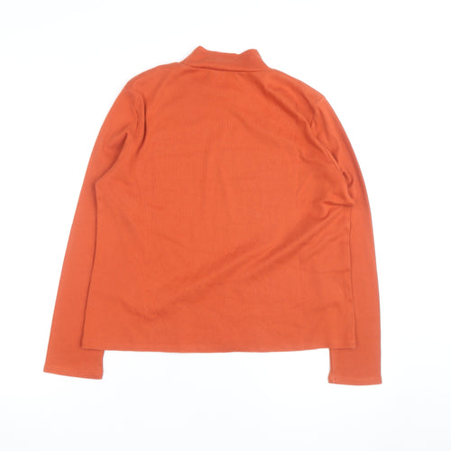 TIGI Women Orange Roll Neck Long Sleeve Cotton Jersey Top Size 14