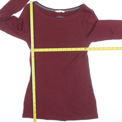 Weird Fish Women's Red Cotton Long Sleeve Boat Neck T-Shirt Size 10