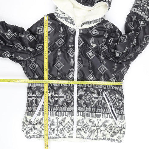 Roxy Women’s Black Geometric Hooded Puffer Jacket Size L