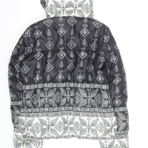 Roxy Women’s Black Geometric Hooded Puffer Jacket Size L