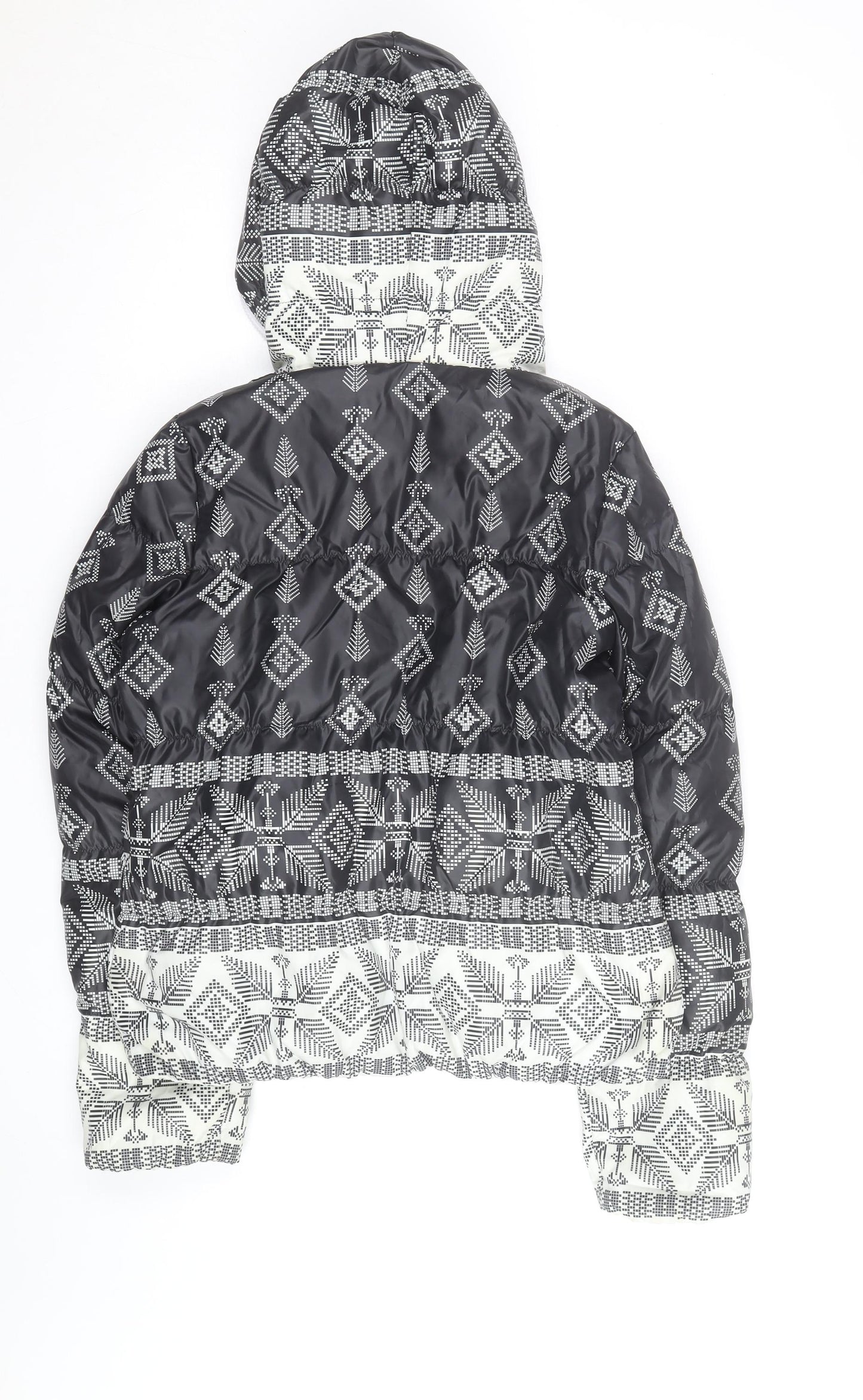 Roxy Women’s Black Geometric Hooded Puffer Jacket Size L