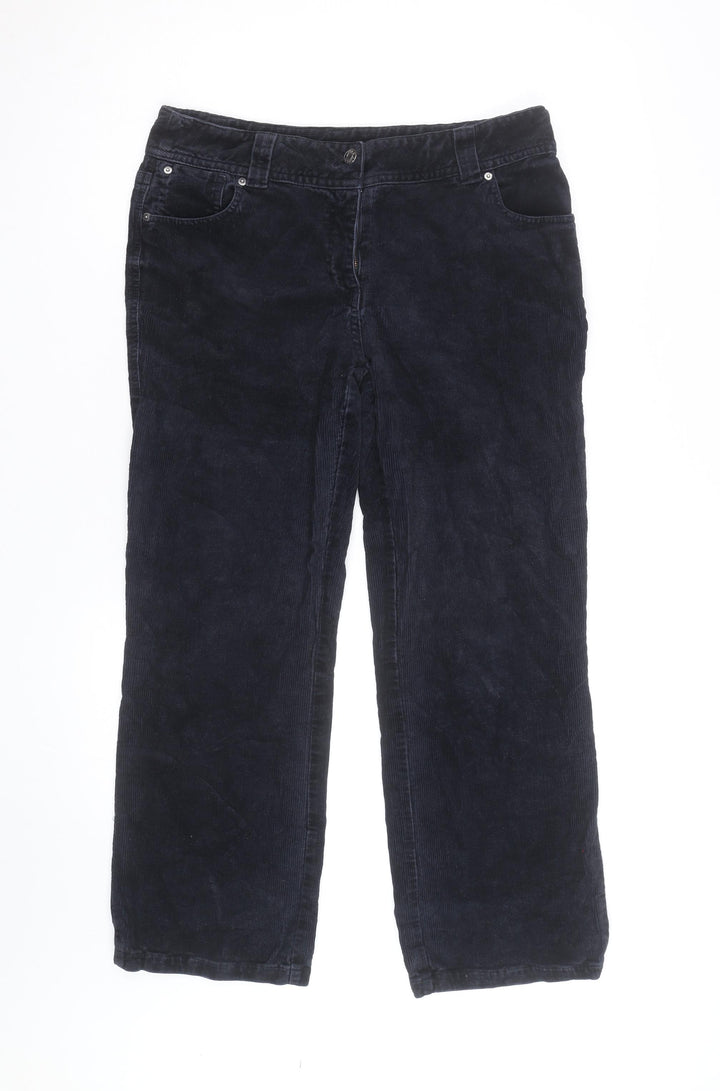 Laura Ashley Womens Black Corduroy Straight Jeans Size 14