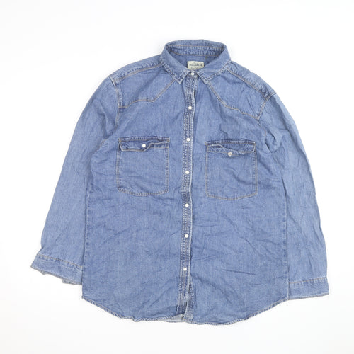 Pull & Bear Men's Blue Denim Basic Jacket Size M Cotton Casual