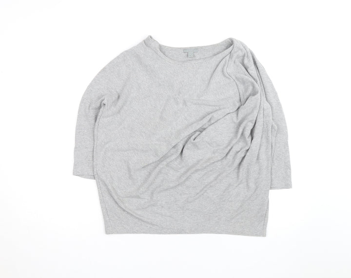 COS Women's Grey Boat Neck Relaxed Pullover Jumper Size L