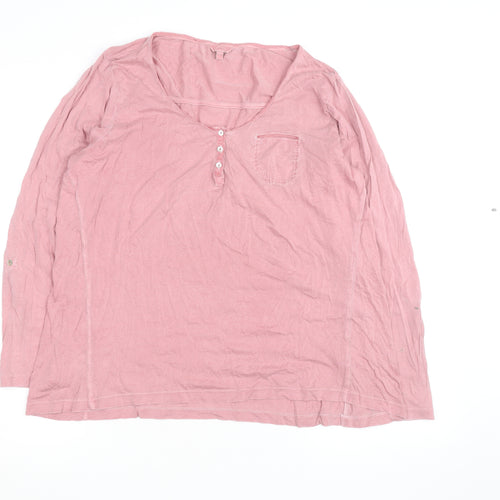 FatFace Women's Pink Long Sleeve Henley T-Shirt Size 12