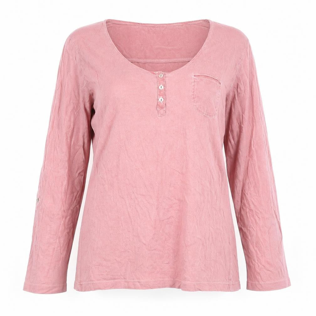 FatFace Women's Pink Long Sleeve Henley T-Shirt Size 12