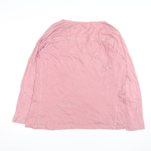 FatFace Women's Pink Long Sleeve Henley T-Shirt Size 12