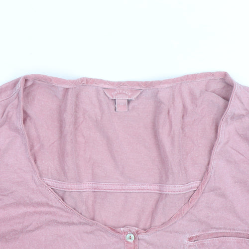 FatFace Women's Pink Long Sleeve Henley T-Shirt Size 12
