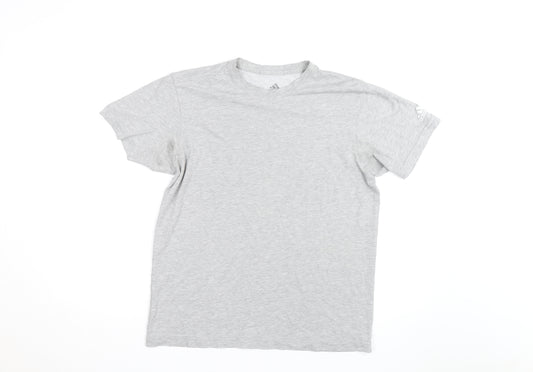 adidas Men's Grey Crew Neck Short Sleeve Regular Fit T-Shirt M