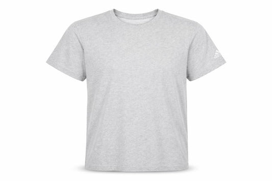 Front view of adidas Men's Grey Crew Neck Short Sleeve Regular Fit T-Shirt M