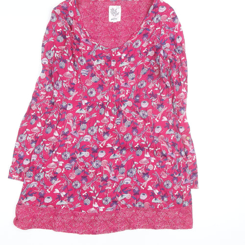 Mantaray Women's Pink Floral Fit & Flare Cotton Dress Size 12
