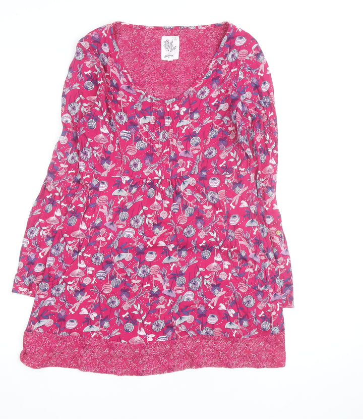 Mantaray Women's Pink Floral Fit & Flare Cotton Dress Size 12