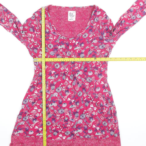 Mantaray Women's Pink Floral Fit & Flare Cotton Dress Size 12