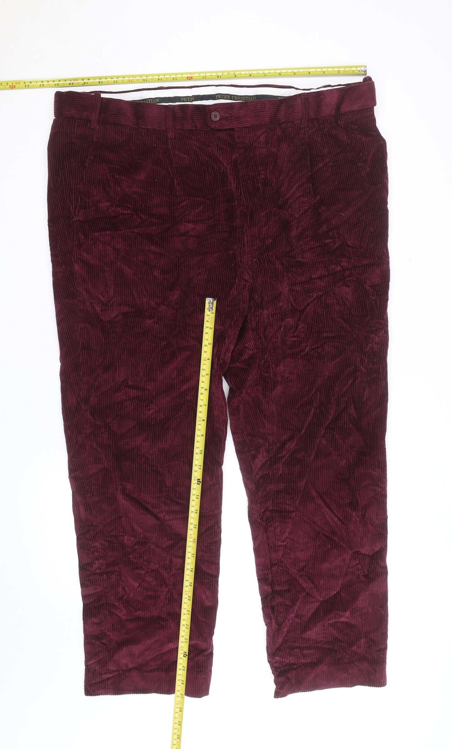 Peter Christian Men's Red Corduroy Straight Leg Jeans 34W 31L