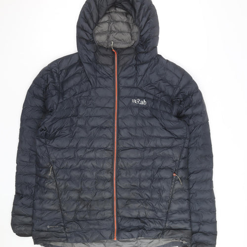 Rab Men's Black L Hooded Puffer Jacket Lightweight Down Insulated