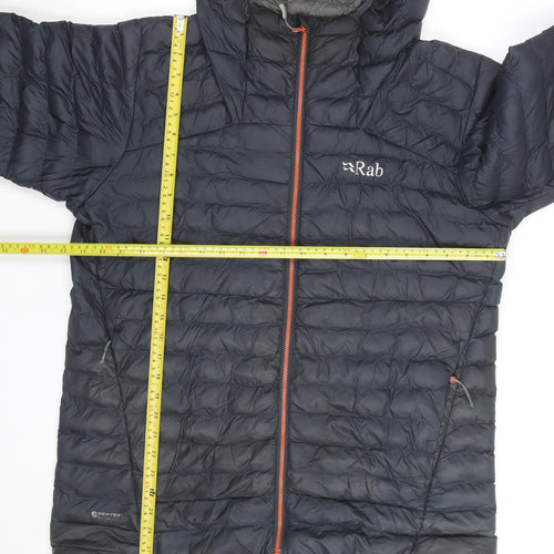 Rab Men's Black L Hooded Puffer Jacket Lightweight Down Insulated