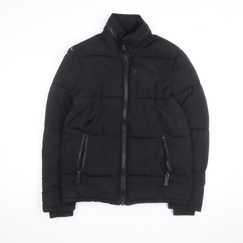 Topman Men's Black XS Puffer Jacket Full Zip Winter Coat