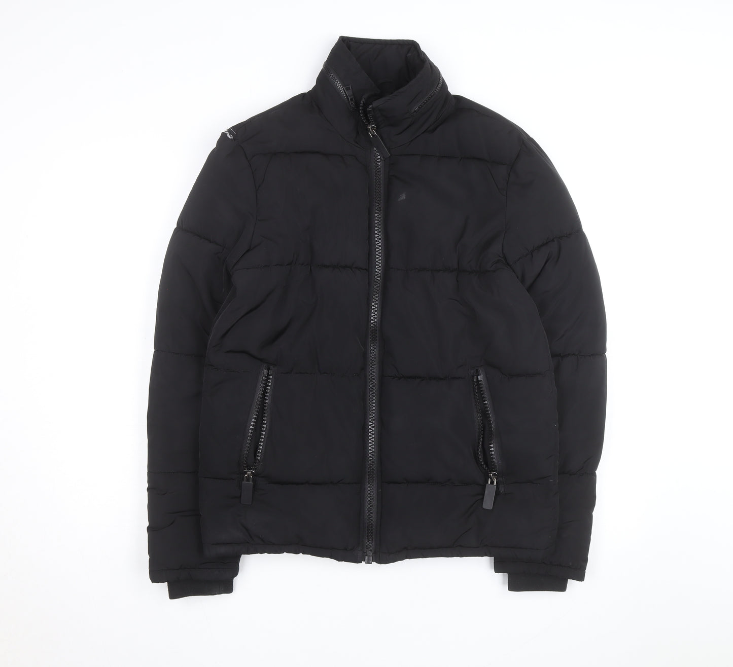 Topman Men's Black XS Puffer Jacket Full Zip Winter Coat