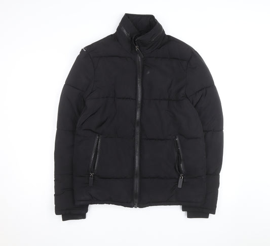 Topman Men's Black XS Puffer Jacket Full Zip Winter Coat