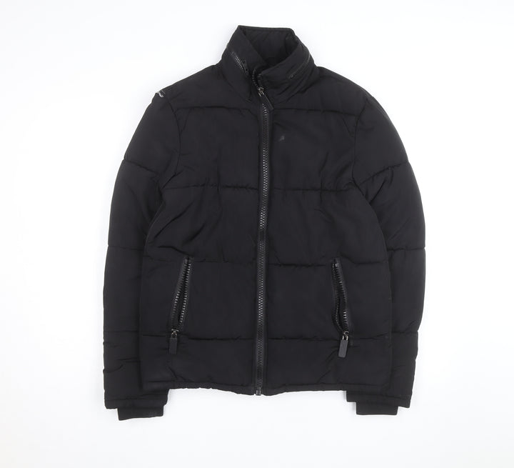 Topman Men's Black XS Puffer Jacket Full Zip Winter Coat