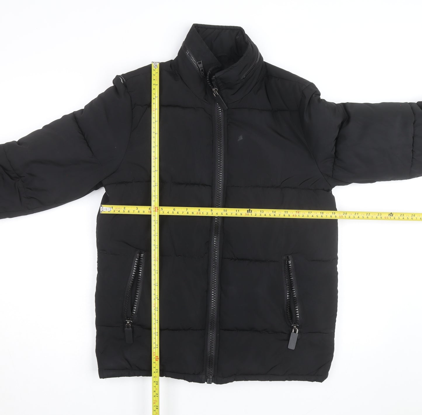 Topman Men's Black XS Puffer Jacket Full Zip Winter Coat