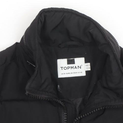 Topman Men's Black XS Puffer Jacket Full Zip Winter Coat