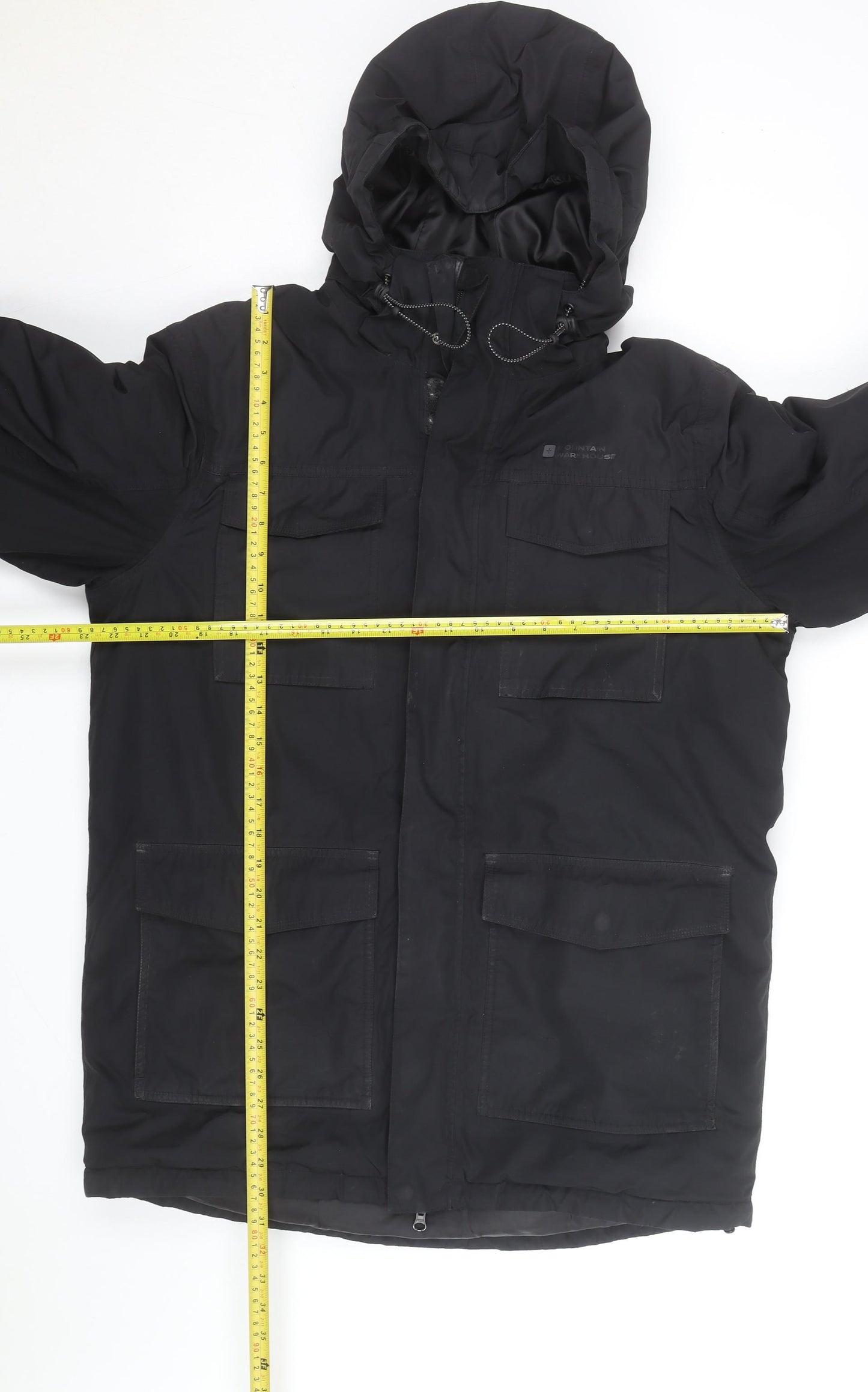 Mountain Warehouse Mens Black Waterproof Parka Jacket L Hooded