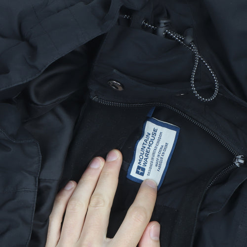Mountain Warehouse Mens Black Waterproof Parka Jacket L Hooded