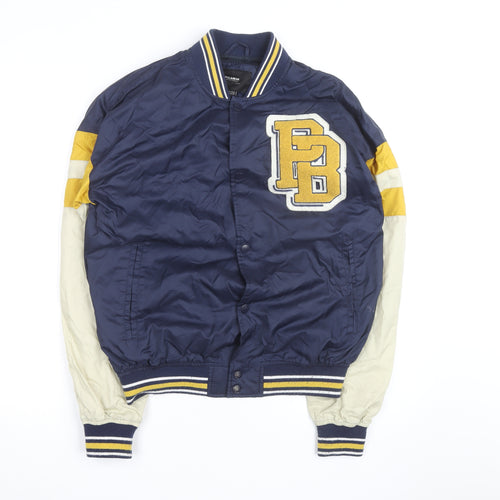Pull & Bear Mens Blue Varsity Jacket Size S 36in Retro College Style