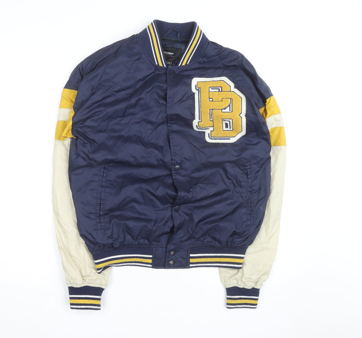 Pull & Bear Mens Blue Varsity Jacket Size S 36in Retro College Style