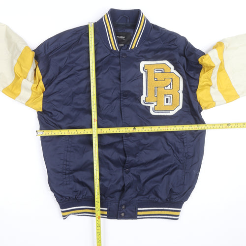 Pull & Bear Mens Blue Varsity Jacket Size S 36in Retro College Style