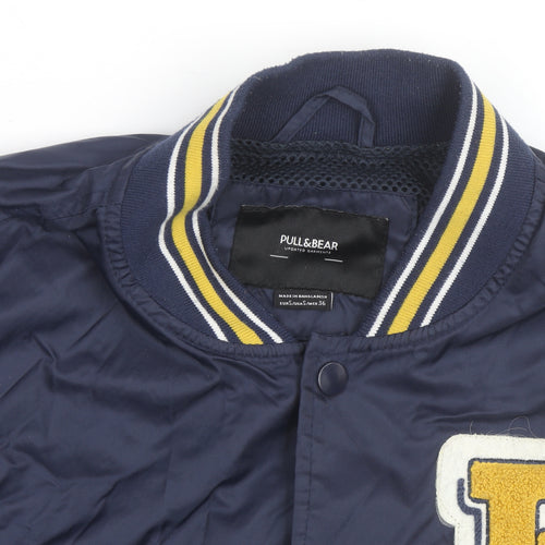 Pull & Bear Mens Blue Varsity Jacket Size S 36in Retro College Style