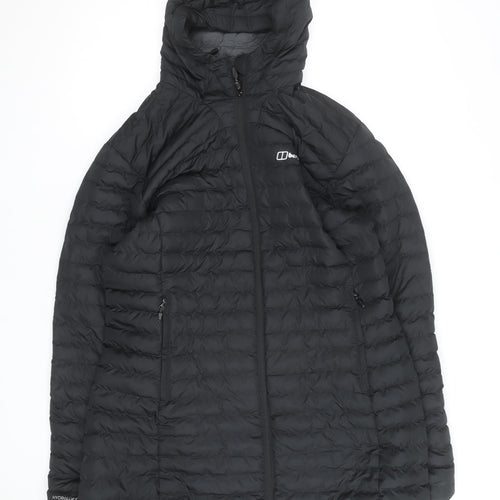 Berghaus Women Black Long Puffer Coat L Hooded Insulated Outdoor