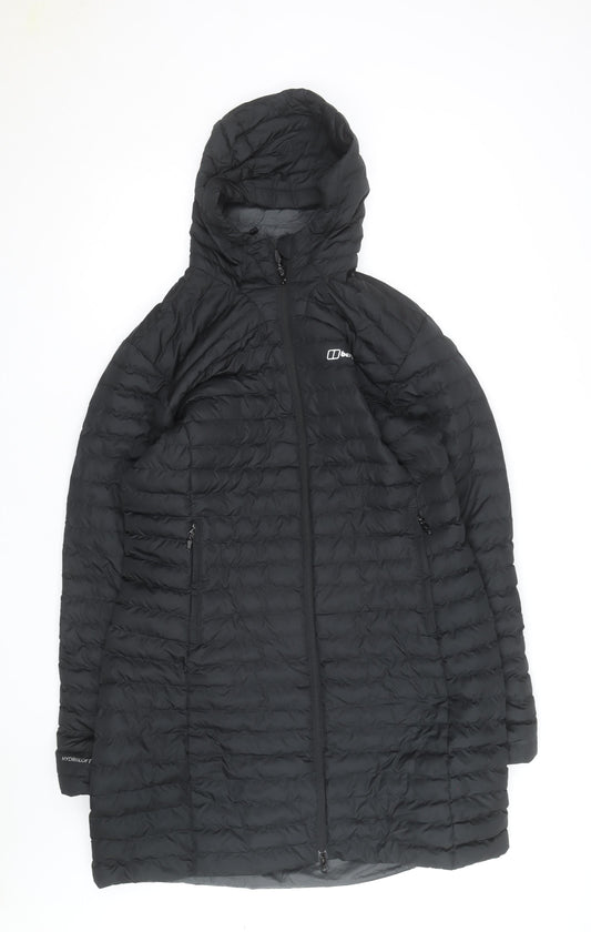 Berghaus Women Black Long Puffer Coat L Hooded Insulated Outdoor