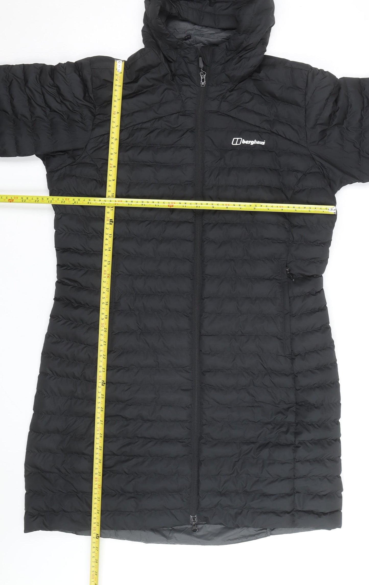 Berghaus Women Black Long Puffer Coat L Hooded Insulated Outdoor