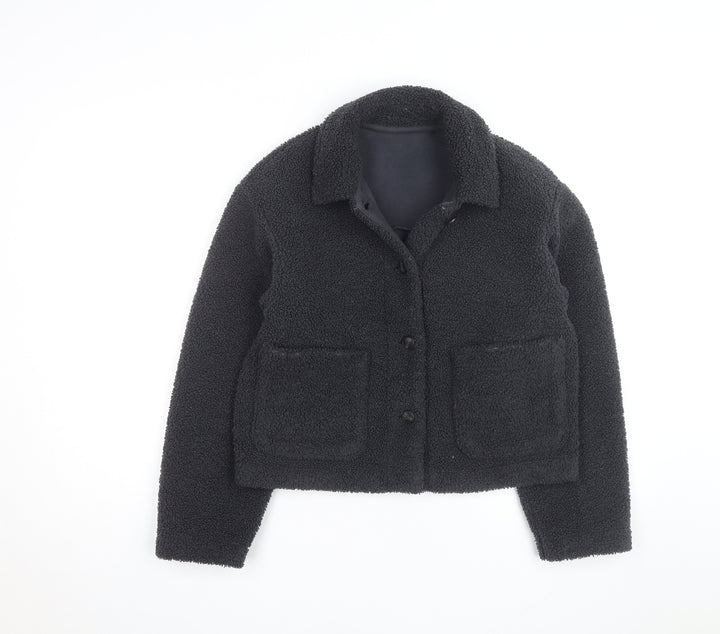 Uniqlo Men’s Black Fleece Button Jacket Size M Casual Winter Warm