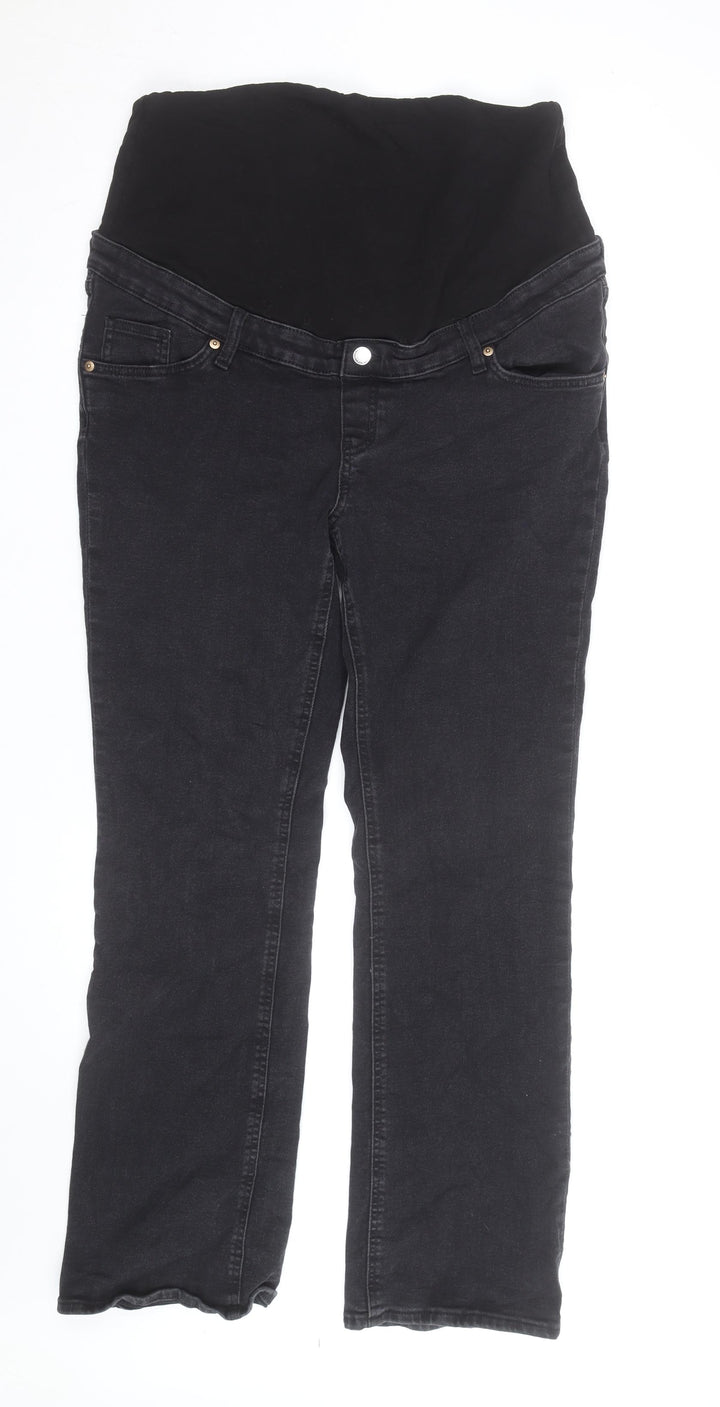 H&M Women’s Black Maternity Straight Jeans Size 14 Stretch Denim