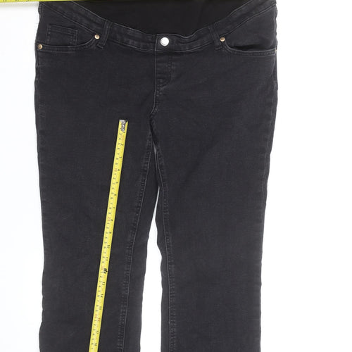 H&M Women’s Black Maternity Straight Jeans Size 14 Stretch Denim