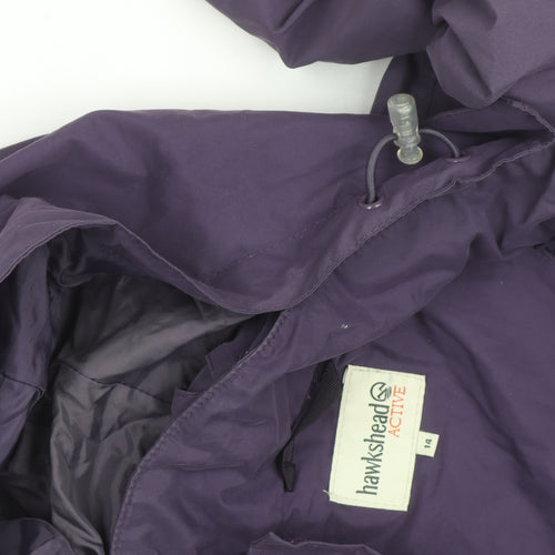 Hawkshead Active Women's Purple Waterproof Hooded Parka Jacket Size 14