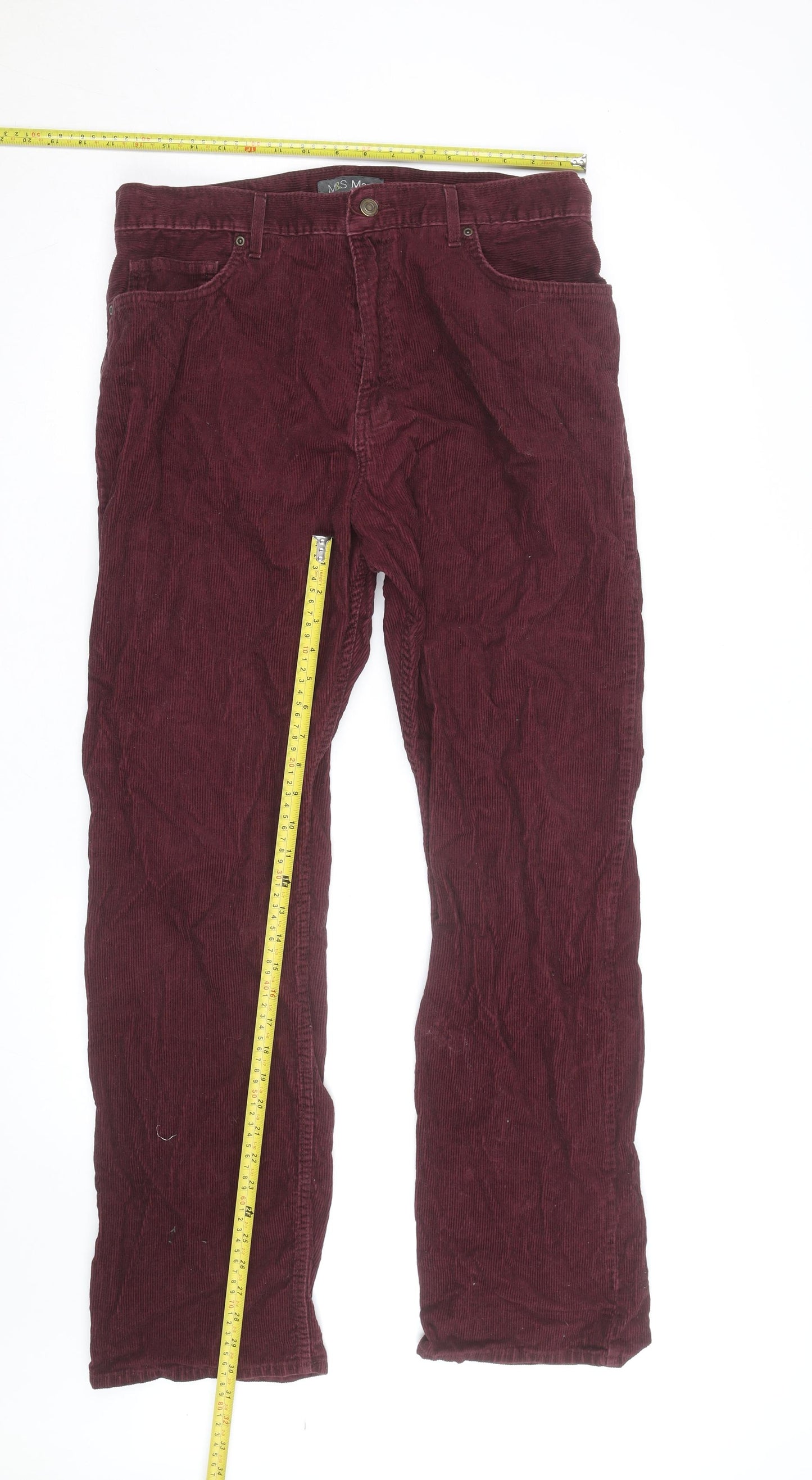 Marks and Spencer Women’s Red Corduroy Straight Jeans Size 16
