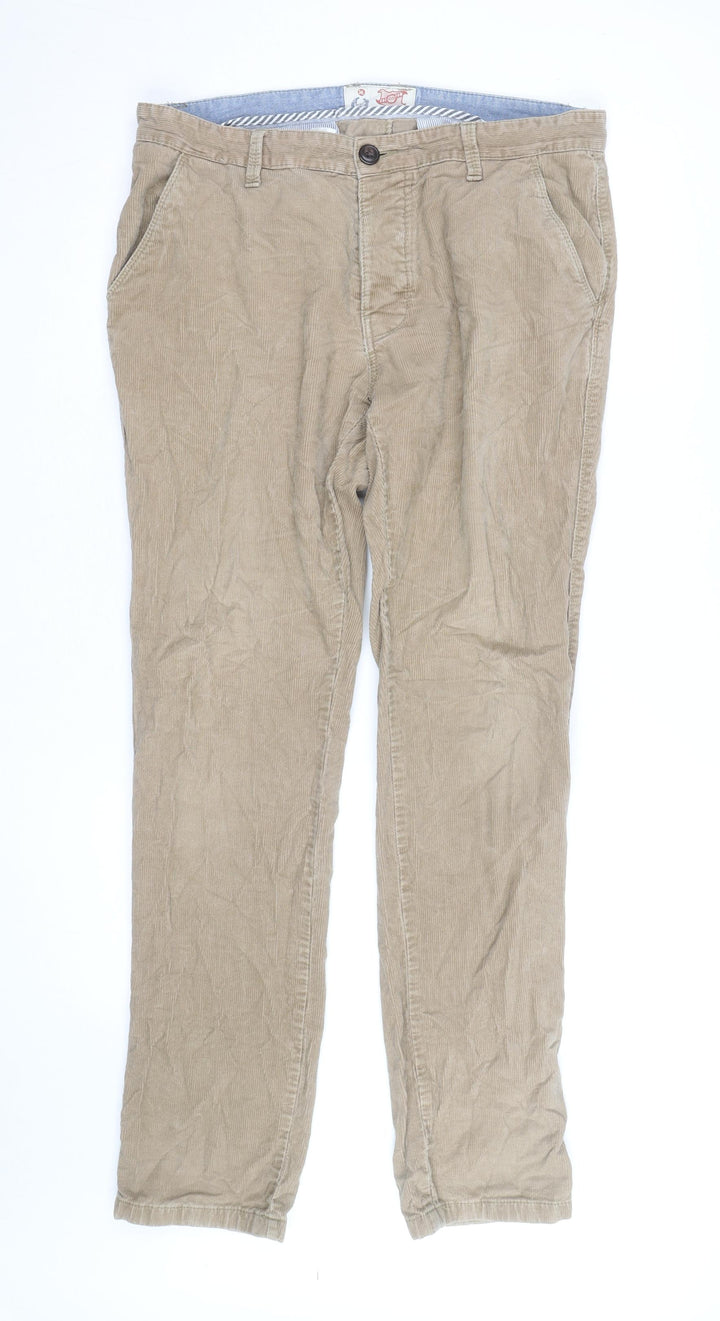Next Men's Beige Corduroy Straight Fit Jeans 34L Classic Style