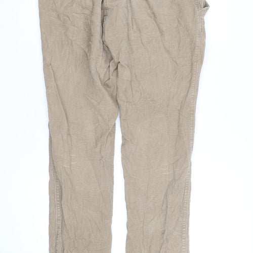 Next Men's Beige Corduroy Straight Fit Jeans 34L Classic Style